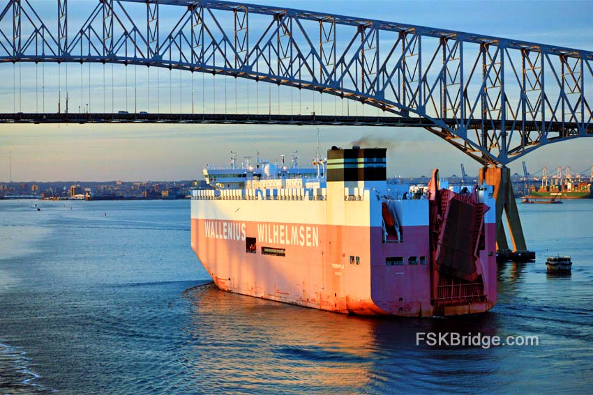 Wallenius Wilhelmsen Thermopylae passing under the Francis Scott Key Bridge